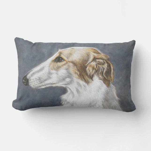 Borzoi Russische Woldhound Hond Art Kussen (Voorkant)