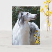 Borzoi Russische Wolfshond Dog Art Fotokaart Kaart (Gele Bloem)