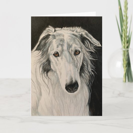 Borzoi Russische Wolfshond Dog Art Portrait Kaart (Voorkant)