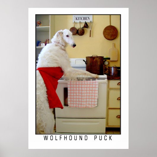 Borzoi Russische Wolfshond "Wolfshond Puck" Hond Poster (Voorkant)