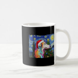 Borzoi Santa Hat Christmas Sterrennacht Dog Art Pa Koffiemok