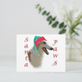Borzoi Santa Paws Feestdagenkaart (Staand voorkant)