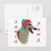 Borzoi Santa Paws Feestdagenkaart (Voorkant / Achterkant)
