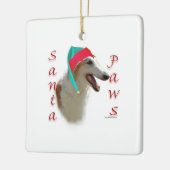 Borzoi Santa Paws Keramisch Ornament (Links)