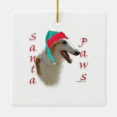 Borzoi Santa Paws Keramisch Ornament (Achterkant)
