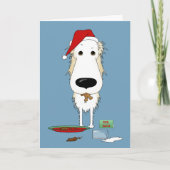 Borzoi Santa's Cookies Feestdagen Kaart (Voorkant)