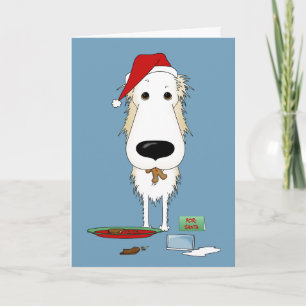 Borzoi Santa's Cookies Feestdagen Kaart