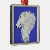 Borzoi-sierplant Metalen Ornament (Rechts)