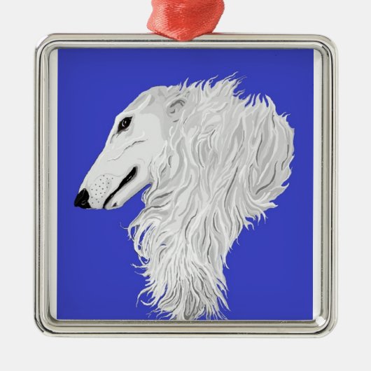 Borzoi-sierplant Metalen Ornament (Voorkant)