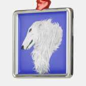 Borzoi-sierplant Metalen Ornament (Links)