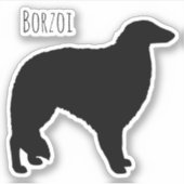 Borzoi Silhouette Cool Hondenras Vinyl Sticker (Voorkant)