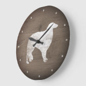 Borzoi Silhouette Rustieke Stijl Grote Klok (Hoek)