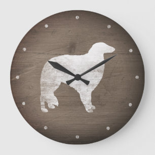 Borzoi Silhouette Rustieke Stijl Grote Klok