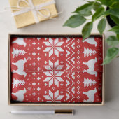Borzoi Silhouetten Kerstpatroon Rood Tissuepapier (Geschenk)