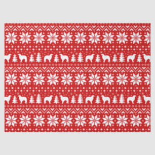 Borzoi Silhouetten Kerstpatroon Rood Tissuepapier