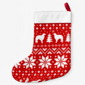 Borzoi Silhouettes Dogs Holiday Pattern Red Kleine Kerstsok (Achterkant)