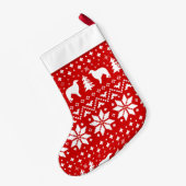 Borzoi Silhouettes Dogs Holiday Pattern Red Kleine Kerstsok (Achterkant (Hangend))