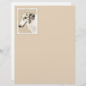 Borzoi (Silver Brindle) Schilderende oorspronkelij (Voorkant / Achterkant)