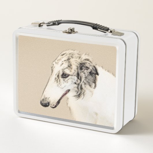 Borzoi (Silver Brindle) Schilderende oorspronkelij (Voorkant)