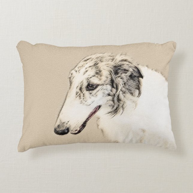 Borzoi (Silver Brindle) Schilderende oorspronkelij Accent Kussen (Voorkant)
