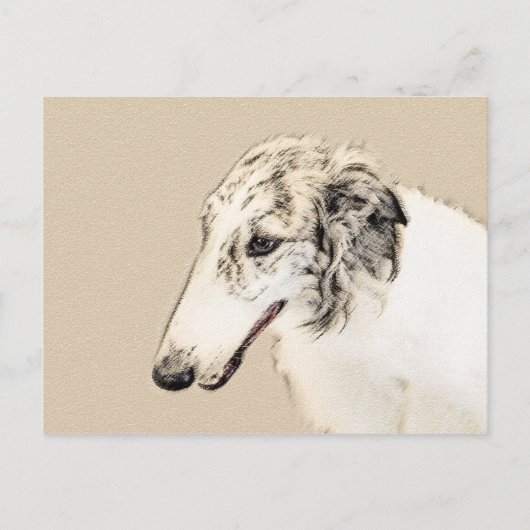 Borzoi (Silver Brindle) Schilderende oorspronkelij Briefkaart (Voorkant)