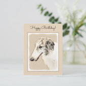 Borzoi (Silver Brindle) Schilderende oorspronkelij Briefkaart (Staand voorkant)