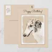 Borzoi (Silver Brindle) Schilderende oorspronkelij Briefkaart (Voorkant / Achterkant)