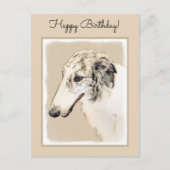 Borzoi (Silver Brindle) Schilderende oorspronkelij Briefkaart (Voorkant)
