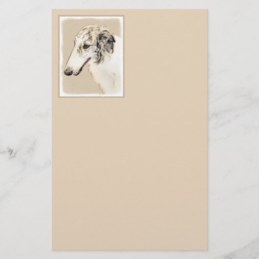 Borzoi (Silver Brindle) Schilderende oorspronkelij Briefpapier (Voorkant)
