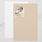 Borzoi (Silver Brindle) Schilderende oorspronkelij Briefpapier (Voorkant / Achterkant)