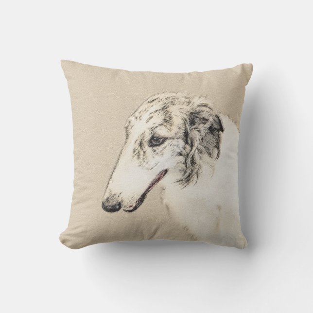Borzoi (Silver Brindle) Schilderende oorspronkelij Buitenkussen (Voorkant)