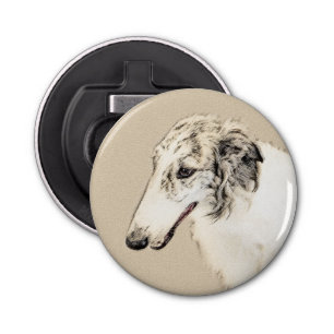 Borzoi (Silver Brindle) Schilderende oorspronkelij Button Flesopener