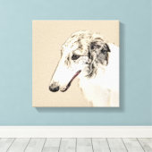 Borzoi (Silver Brindle) Schilderende oorspronkelij Canvas Afdruk (Insitu (Houten vloer))
