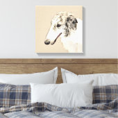 Borzoi (Silver Brindle) Schilderende oorspronkelij Canvas Afdruk (Insitu (Slaapkamer))