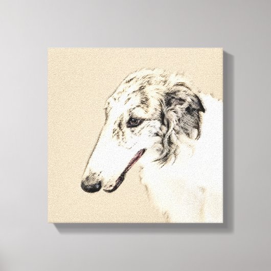Borzoi (Silver Brindle) Schilderende oorspronkelij Canvas Afdruk (Voorkant)