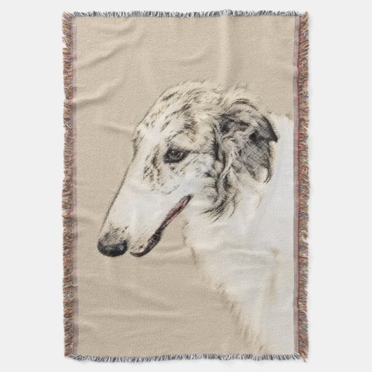 Borzoi (Silver Brindle) Schilderende oorspronkelij Deken (Voorkant Verticaal)