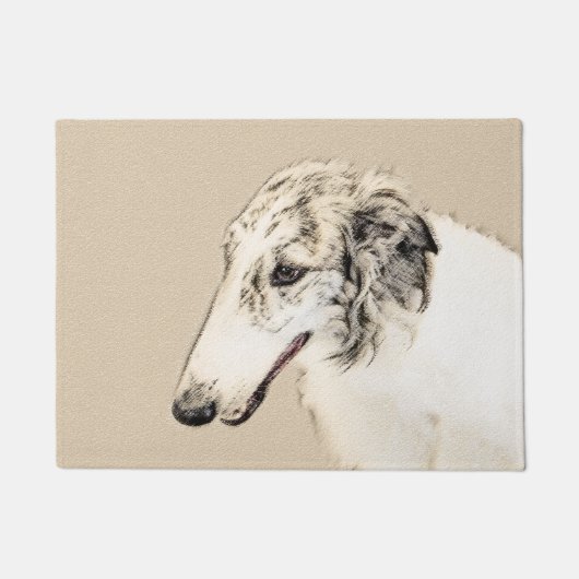 Borzoi (Silver Brindle) Schilderende oorspronkelij Deurmat (Voorkant)