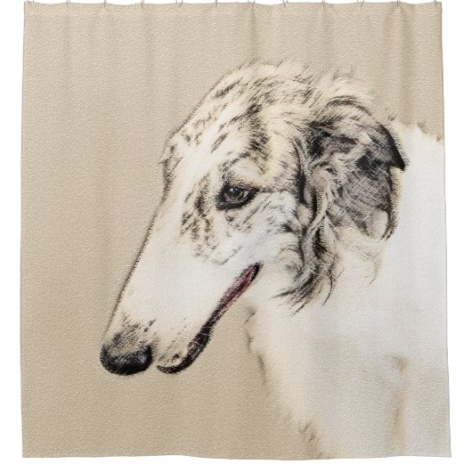 Borzoi (Silver Brindle) Schilderende oorspronkelij Douchegordijn (Voorkant)