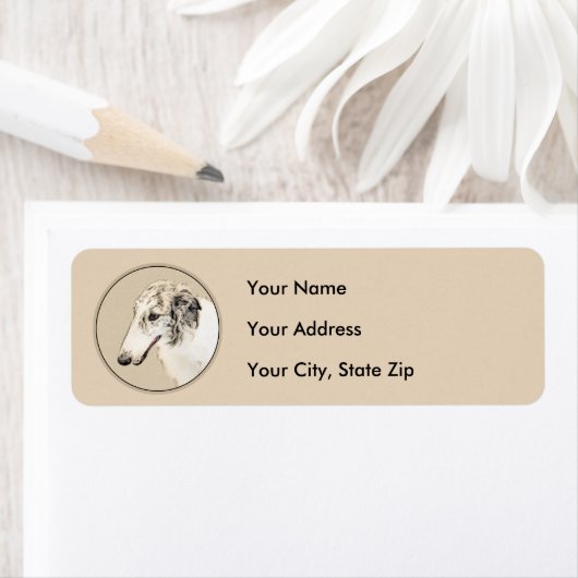 Borzoi (Silver Brindle) Schilderende oorspronkelij Etiket (Insitu)