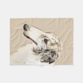 Borzoi (Silver Brindle) Schilderende oorspronkelij Fleece Deken (Voorkant (Horizontaal))