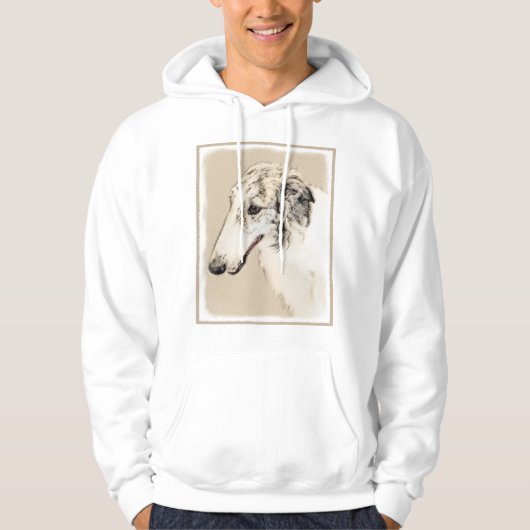 Borzoi (Silver Brindle) Schilderende oorspronkelij Hoodie (Voorkant)
