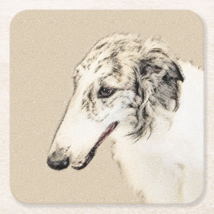 Borzoi (Silver Brindle) Schilderende oorspronkelij Kartonnen Onderzetters