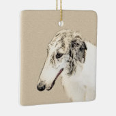Borzoi (Silver Brindle) Schilderende oorspronkelij Keramisch Ornament (Rechts)