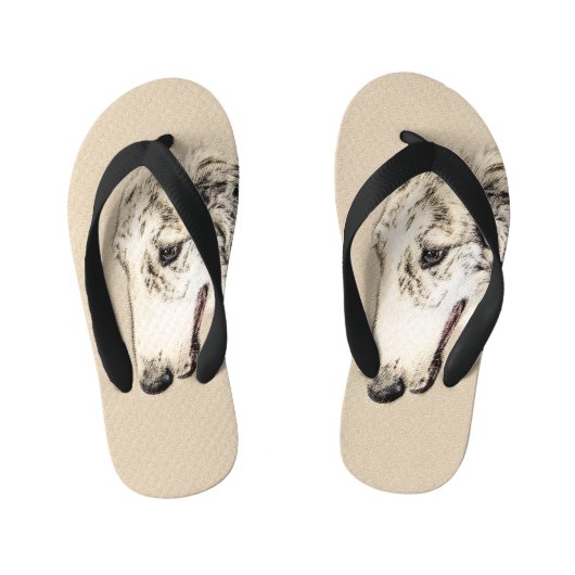 Borzoi (Silver Brindle) Schilderende oorspronkelij Kinder Teenslippers (Voetbed)