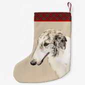 Borzoi (Silver Brindle) Schilderende oorspronkelij Kleine Kerstsok (Achterkant)