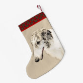 Borzoi (Silver Brindle) Schilderende oorspronkelij Kleine Kerstsok (Achterkant (Hangend))