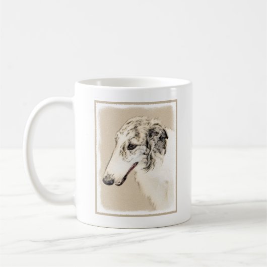 Borzoi (Silver Brindle) Schilderende oorspronkelij Koffiemok (Links)