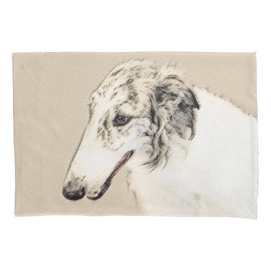 Borzoi (Silver Brindle) Schilderende oorspronkelij Kussensloop (Voorkant)