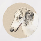 Borzoi (Silver Brindle) Schilderende oorspronkelij Labels (Design 1)