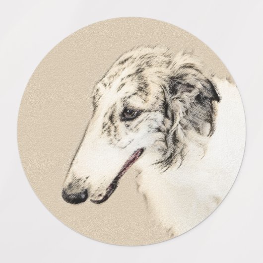 Borzoi (Silver Brindle) Schilderende oorspronkelij Labels (Design 1)